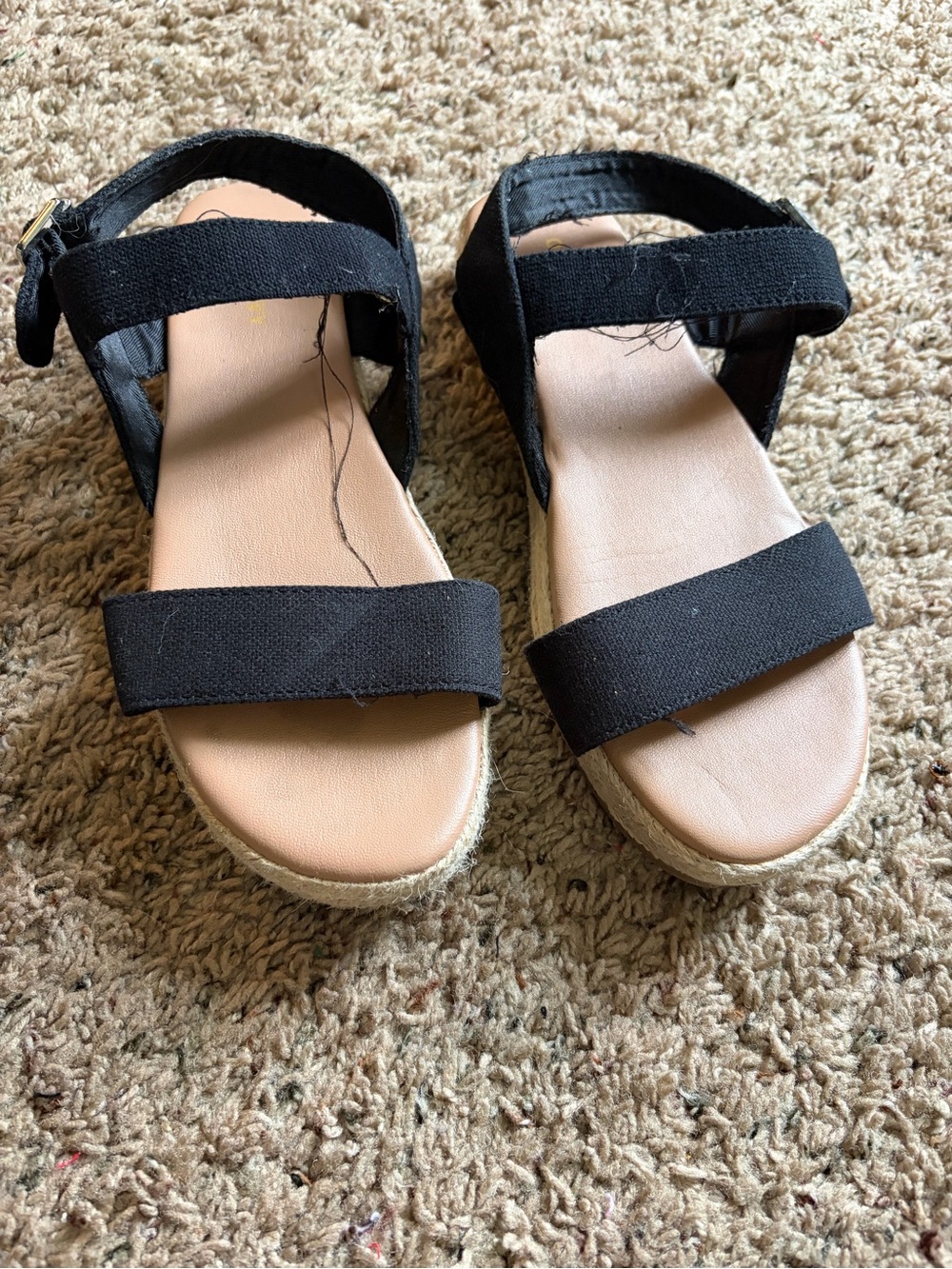 Old Navy Black Strappy Espadrille Platform Sandals